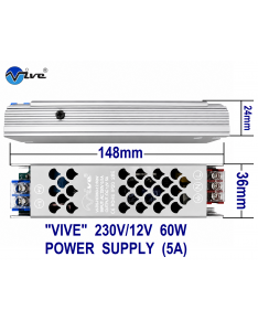 Vive 230V/12V 5A 60W Slim Led Power Supply